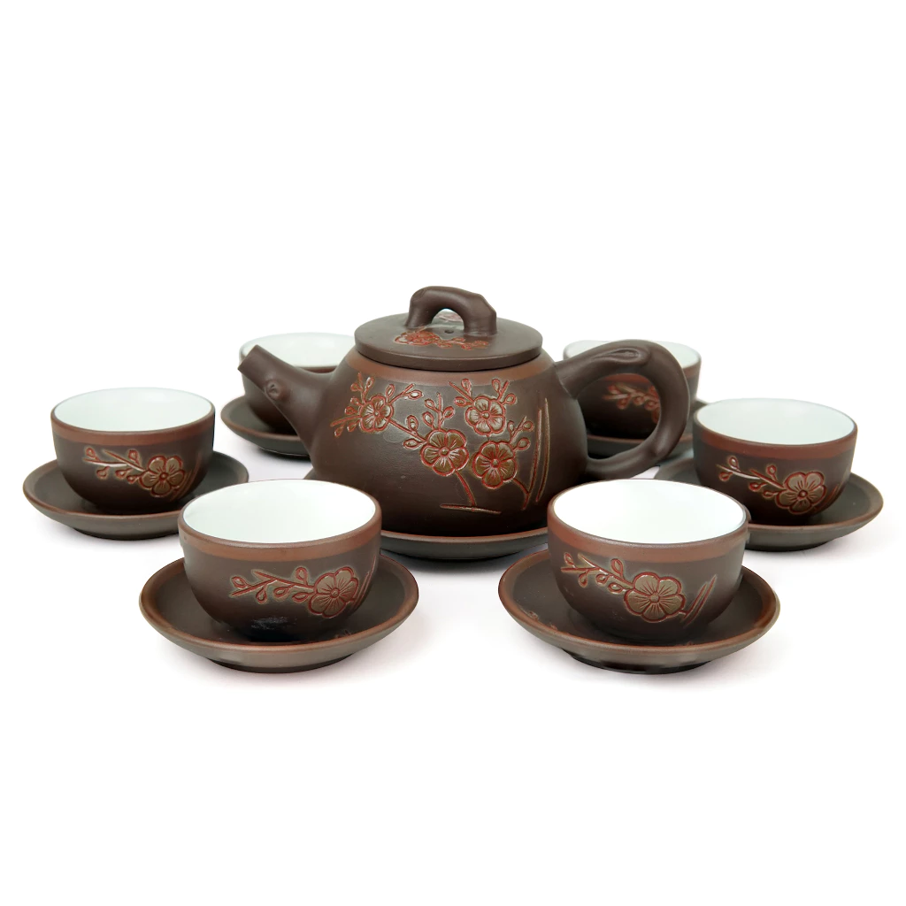 Bộ Ấm Chén 350ml Báo Xuân Gốm Sứ Bát Tràng Đất Tử Sa Của Nghệ Nhân Vương Mạnh Tuấn